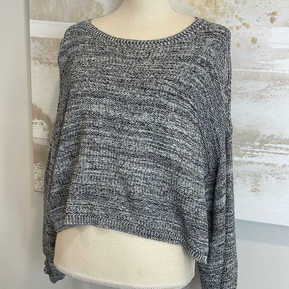 Rag Poets cropped grey sweater size large